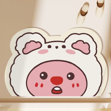 Lan Badezimmer - Lulu Bear 03 5080cm Kieselgur Niedliche Kieselgur-fußmatte, Cartoon-muster, Ideal Für Zuhause, Badezimmereingang, Wasserabsorbierend, Rutschfest,
