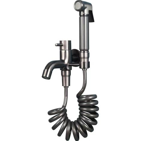 Lan Badewannenarmatur Mit Handbrause, Halterung Und Brauseschlauch, Metallisch Graues Badezimmer - Wandarmatur Aus Messing