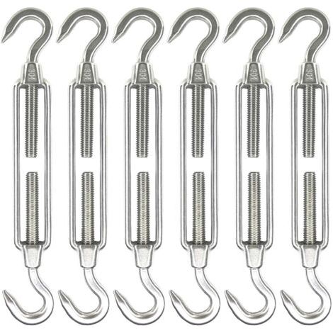 Lan Set Mit 6 Edelstahl-m6-klettverschlussspannern, Sonnensegel-beschläge, Hochbelastbare Drahtseilspanner, Rostfrei, C-zu-c-spanner