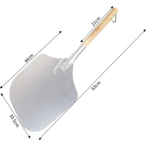 Lan Pizzaschieber Aus Aluminium Mit Großer Oberfläche Und Holzgriff – Praktisch, Leicht Zu Verstauen Und Ideal Für Grill Und Backofen – Maße: 65 X 30,5 Cm