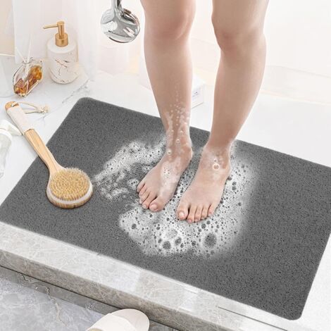 Lan Weiche, Rutschfeste Duschmatte Aus Luffa, Schimmelresistente Pvc-badematte Für Duschkabine Und Badezimmer, 40 X 60 Cm, Grau