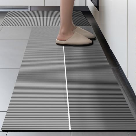 Lan Küchenmatte Aus Kieselgur Mit Grauen Streifen (3 X 4020 Cm), Saugfähige Kieselgur-fußmatte, Leicht Zu Reinigen, Rechteckige, Rutschfeste Matte Für Den Heimgebrauch