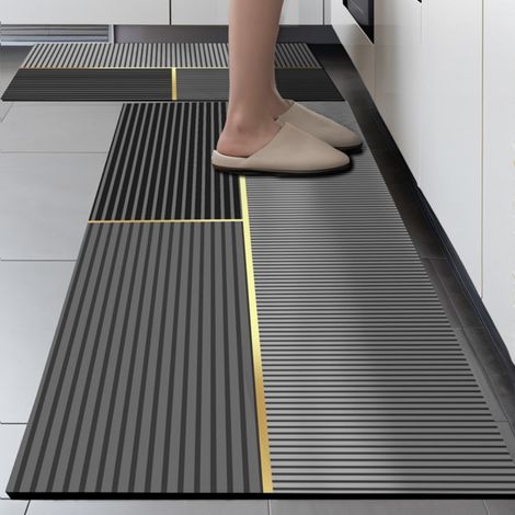 Lan Küchenmatte Aus Kieselgur Mit Grauen Streifen (5 X 5080 Cm), Saugfähige Kieselgur-fußmatte, Leicht Zu Reinigen, Rechteckige, Rutschfeste Matte Für Den Heimgebrauch