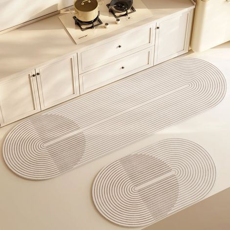 Lan Tanikawa-1 4060 Cm (kieselgur) Saugfähige Und Rutschfeste Kieselgur-fußmatte, Leicht Zu Reinigen, Ovale Form, Geeignet Für Esszimmer Und Küche