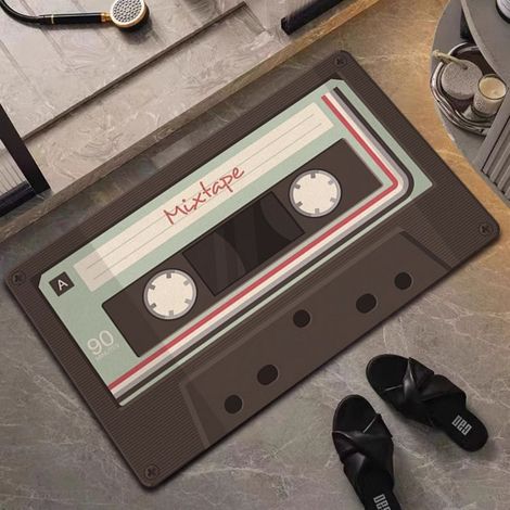 Lan Magnetband – 12 X 4060 Cm (kieselgur) Retro-fußmatte Aus Kieselgur, Inspiriert Von Musikkassetten Und Schallplatten. Rutschfeste Badematte, Fußmatte