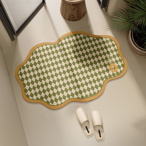 Lan Sperger Ginger Sweet 40x60cm Kieselgur-absorptionsmatte Mit Unregelmäßigem Karomuster Für Toiletten Und Badezimmer, Rutschfest, Aus Kieselgur, Für Badezimmereingänge