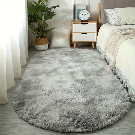 Lan Hellgrau 5050cm (seide Wolle) Seiden- Und Wollteppich, Schlafzimmerteppich, Fleckenabweisend, Leicht Zu Reinigen, Ovaler, Rutschfester Teppich Für Den Bettbereich.