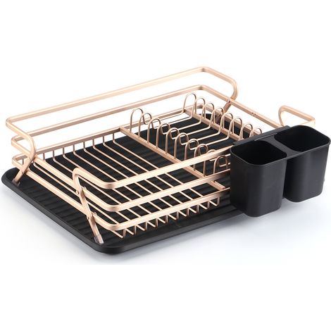 Lan Abtropfgestell Aus Aluminium Mit Herausnehmbarer Schale, 43 X 31,5 X 11 Cm, Champagnergold