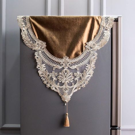 Staubschutzhülle Für Kühlschrank, Gefrierfachabdeckung Für Side-by-side-kühlschränke Mit Zwei Türen, Bestickte Kühlschrankabdeckung – 1 Stück, Braun
