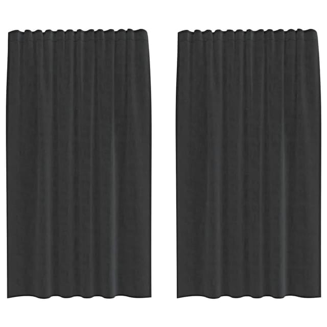 vidaXL Voile Vorhänge mit Stangentaschen 2 Stk Schwarz 4102167