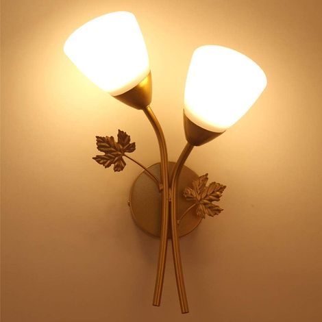 Lan Doppelköpfige, Blütenförmige Wandleuchten, Kreativer Glasschirm + E27-metallfassung, Schwarze Dekorative Wandleuchten Für Hotel, Restaurant, Küche, Flur