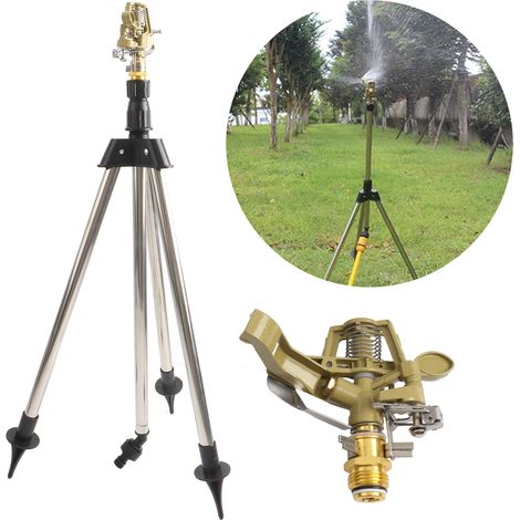 Lan Gartensprenger Für Den Außenbereich, Rasensprenger Mit Sprengkopf Aus Zinklegierung, 360° Drehbarem Stativ, Verstellbarem Gartensprenger