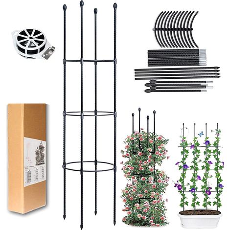 Lan Gartenobelisk, Rankhilfe Für Kletterpflanzen, Blumenspalier In Turmform, Gartenbogenstütze Für Rosen Und Kletterpflanzen, Geeignet Für Garten, Balkon (143 Cm)