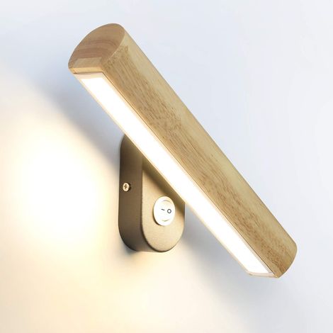 Lan Led-wandleuchte Aus Holz Mit Schalter, 360° Schwenkbar, 6 W Nachttischlampe, Warmweiß/kaltweiß/neutralweiß, 3-in-1-umschaltung, 32,5 Cm Für Wohnzimmer, Schlafzimmer, Flur, Treppenhaus