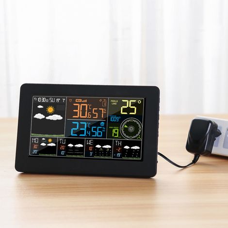 Lan-wetterstation Multifunktionale Farb-wlan-wetterstation App-steuerung Intelligenter Wettermonitor Innen- Und Außentemperatur Luftfeuchtigkeit Luftdruck Windgeschwindigkeit Funktionen