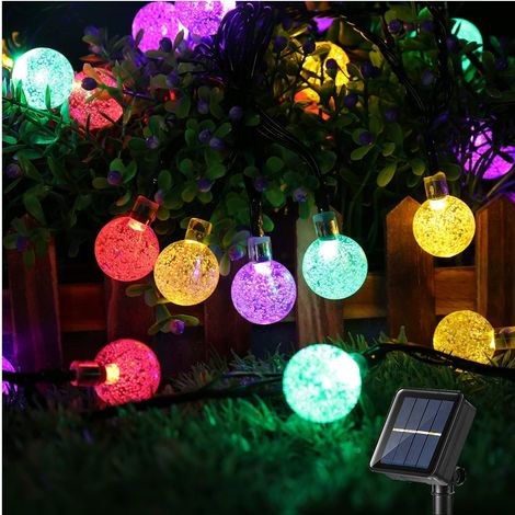 Lan Solar-lichterkette Für Den Außenbereich, 12 M, 100 Leds, Kristallkugel-solar-lichterkette, 8 Modi, Ip65 Wasserdicht Mit Fernbedienung, Solar-gartenbeleuchtung Für Hochzeiten, Partys, Weihnachten (