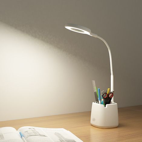 Lan-led-schreibtischlampe Mit Nachtlicht, Usb-wiederaufladbare Leselampe, 3 Augenschonmodi, Dimmbare Schreibtischlampe, 360° Flexibler Hals Für Die Arbeit Im Homeoffice [energieklasse]