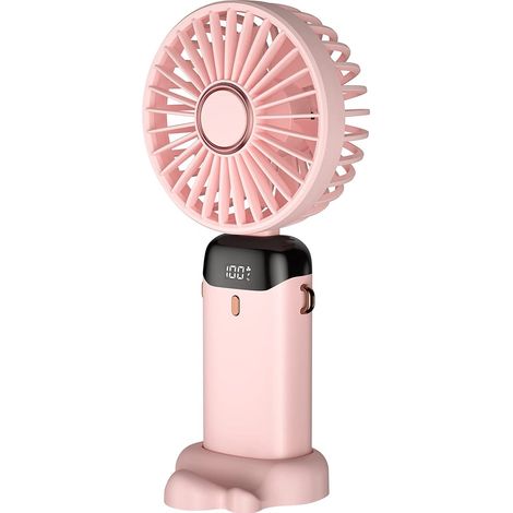 Tragbarer Lan-ventilator, Mini-usb-wiederaufladbarer Tragbarer Ventilator, Kleiner Taschenventilator Mit 5 Geschwindigkeitsstufen Und Standfuß, 4000-mah-akku, Faltbarer Tischventilator Für Büro Und Ou