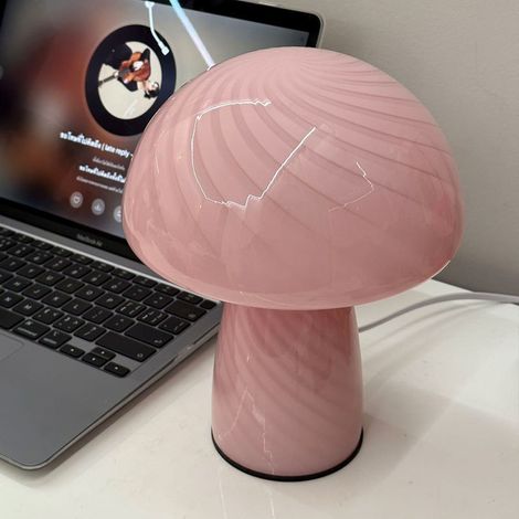 Lan Moderne Pilz-tischleuchte Aus Glas, Led-tischleuchte, Schlafzimmer-nachtlicht, Dekoration, Rosa [energieklasse A]