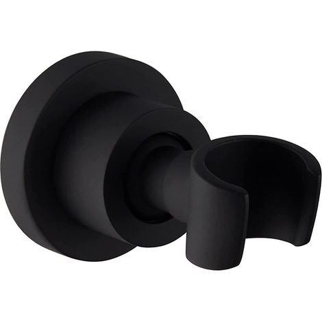 Lan Handbrausehalter, Schwarz, Edelstahl, 360° Drehbar, Wandmontage, Runder Brausekopfhalter
