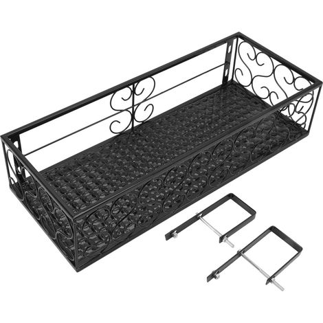 Lan Balkon-blumentopfhalter, Dekoratives Eisengeländer-regal Aus Verdicktem Eisen Mit Haltevorrichtungen, Hängeregalkorb Aus Eisen Für Den Garten (geeignet Für 6,5 Cm Geländer)