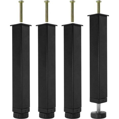 Lan Set Mit 4 Metall-bettbeinen Für Lattenroste, Schraubbettbeine, Höhenverstellbar 0-20 Mm, Bettgestell-stützbeine, Möbelbeine Ohne Bohren (25 Cm)