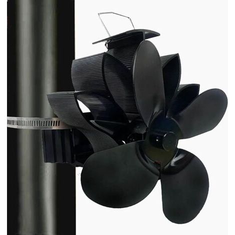 Lan Kaminofenventilator (nicht Elektrisch) – Thermischer Ventilator – 4 Flügel – Leiser Motor – Horizontaler Luftstrom