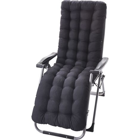 Lan Liegestuhlkissen Mit Anti-rutsch-beschichtung, Dickes Gartenliegenkissen Für Relaxsessel/sofa – Schwarz – 48 X 125 X 8 Cm