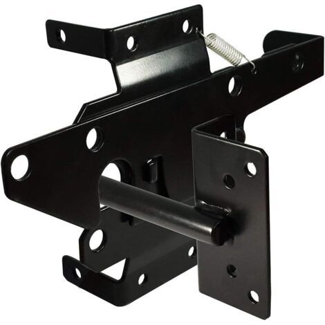 Lan Hochleistungs-selbstverriegelungs-automatik-hebelriegel Für Holz-/pvc-zäune, Pfostenmontage, Mit Befestigungsmaterial, Für Pool, Garten, Hof, Stahl, Schwarz