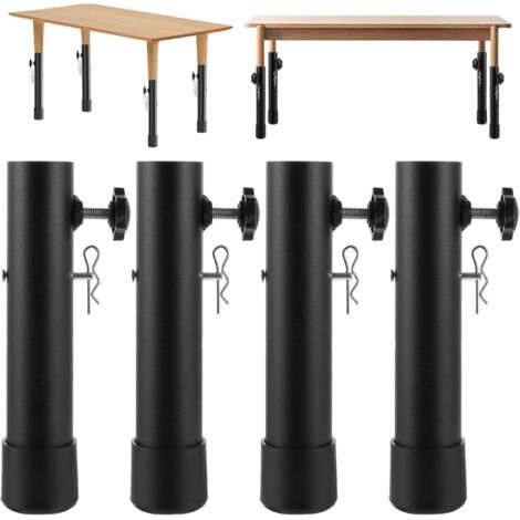 Lan Set Mit 4 Klappbaren Tischbeinverlängerungen, Verstellbare Erhöhungen Für Gebogene Tischbeine, Höhenverstellung Bis Zu 20 Cm