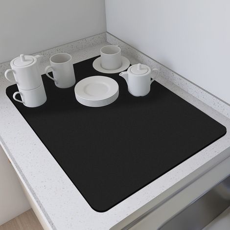 Lan Pure Black 50x80cm (diatomeenerde) Absorptionsmatte Aus Kieselgur, Einfarbig, Hochtemperaturbeständig, Wärmeisolierend, Für Haushalte, Restaurants Und Spülbecken.