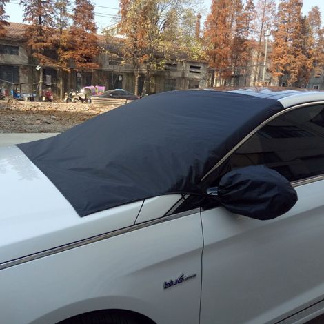 Lan Schwarze Magnetische Glasabdeckung (mit Spiegelabdeckung) 210120 Schwarze Schutzhülle Für Autofenster Mit Spiegelschutz, Windschutzscheibenschutz, Frostschutzabdeckung