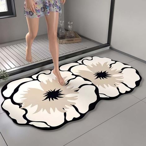 Lan Elegante 5080cm (kieselgur) Kieselgur-fußmatte Mit Einzigartigen Floralen Formen, Geeignet Für Toiletten, Badezimmer Und Waschbecken.