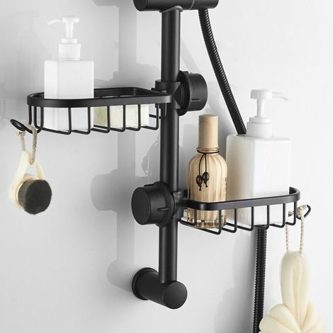 Lan 2x Edelstahl-duschablage (ohne Bohren), T-audace Teleskop-badezimmerablage Aus Edelstahl, Schwarz, Duschablagehalter, Seifenablage Für Duschseife, Duschkorb Für Shampoo
