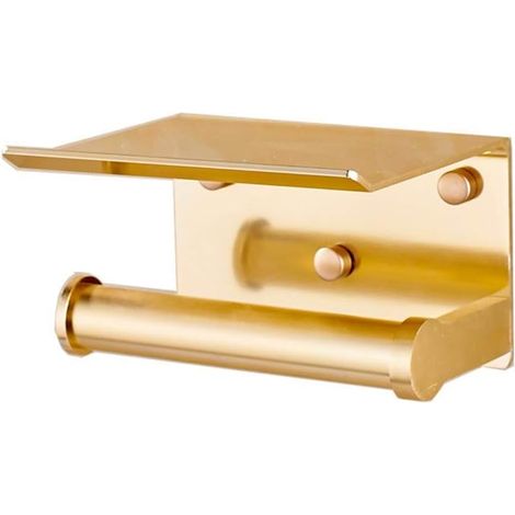 Lan Antiker Multifunktionaler Toilettenpapierhalter Aus Aluminium, Taschentuchrollenhalter, Wandhalterung Für Mobiltelefone, Aluminium-lithium-legierung, Gold, 13 X 11,5 X 8 Cm
