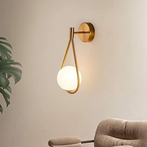 Lan Gold Led-wandleuchte Mit Verstellbarem Winkel, Modernes Industrie-retro-interieur, Eleganter Glaskugel-lampenschirm, Metall-wandleuchte Für Wohnzimmer/flur, E27 (leuchtmittel Nicht Enthalten)