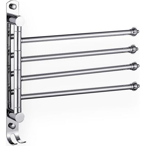 Wandmontierter Handtuchhalter Aus Edelstahl Mit 4 Armen, 180° Schwenkbar, Zum Trocknen Von Handtüchern. Badezimmeraccessoires Für Waschbecken. Aufbewahrungsregal Fürs Badezimmer. Wandhalterung. Silber