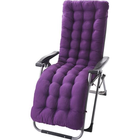 Lan Liegestuhlkissen Mit Anti-rutsch-beschichtung, Dickes Garten-sonnenliegenkissen Für Relaxsessel/sofa – Lila – 48 X 125 X 8 Cm