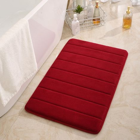 Lan Bordeaux - Gesteppte 5080cm (1,0 Cm Pvc-basis Mit Korallenvlies) Gesteppte Fußmatte Aus Korallenvlies, Einfarbig, Badezimmermatte, Saugfähig Und Rutschfest.