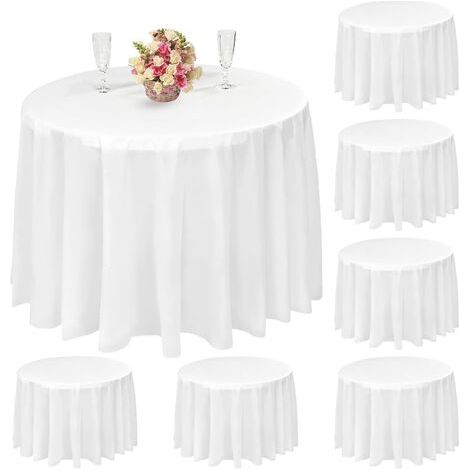 Lan 10er-pack Runde Tischdecken, 84 Zoll, Weiße Einwegtischdecken, Wasserdichte Runde Tischdecken Aus Peva-kunststoff Für Hochzeiten, Partys, Festessen, Picknicks, Buffets, Bankette (weiß)