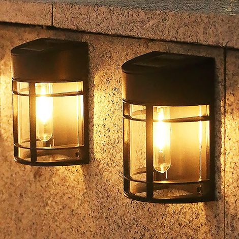 Lan Solar-gartenleuchten Für Den Außenbereich, 2er-pack Wasserdichte Led-solar-wandleuchten Im Retro-stil Zur Dekoration Von Wegen, Terrassen, Patios, Zäunen Und Balkonen [warmweiß 3000k]