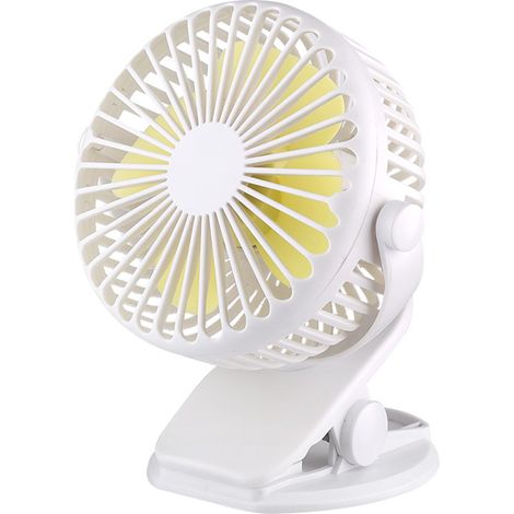 Lan Leistungsstarker Usb-ventilator, Leiser Tischventilator Mit Clip, 3 Geschwindigkeitsstufen, 720° Verstellbarer Rotation Für Büro, Camping, Kinderwagen, Auto (weiß)