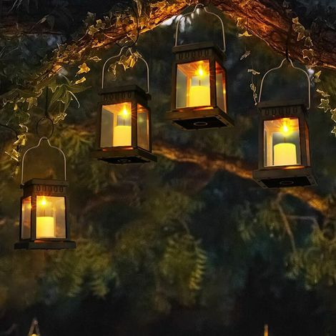 Lan Solar-laternen-set, 6er-set, Solar-hängeleuchten, Led-flammeneffekt, Flackernde Kerzen, Warmweißes Dekolicht Mit Erdspießen, Geeignet Für Terrasse, Garten, Rasen, Zelt, Ar