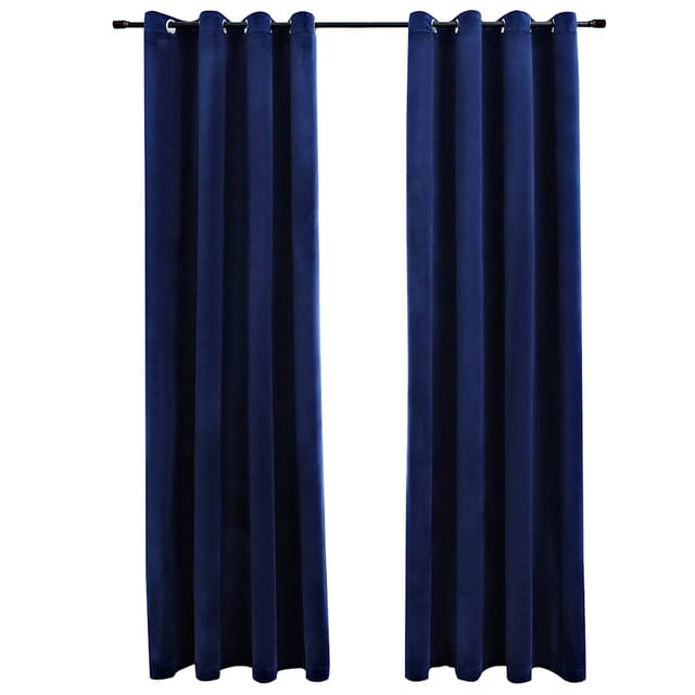 vidaXL Verdunkelungsvorhänge mit Ösen 2 Stk Samt Dunkelblau 140x175cm 134528