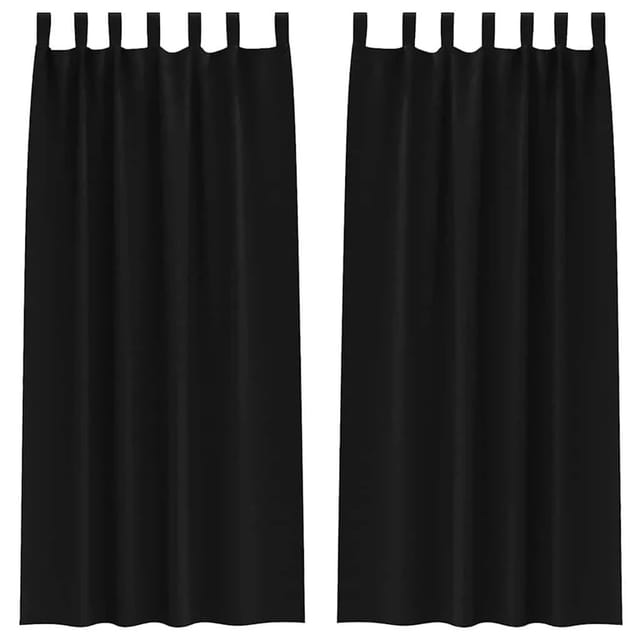 vidaXL Verdunkelungs-Vorhänge mit Ringen Schwarz Polyester 4107541