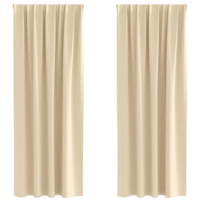 vidaXL Verdunkelungs-Vorhänge mit Ringen Creme Polyester 4107486