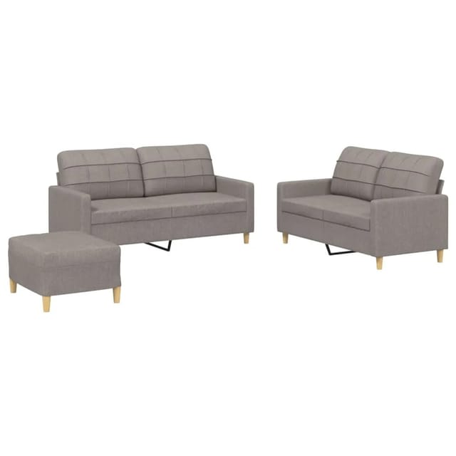 vidaXL 3-Tlg Sofagarnitur mit Kissen Taupe Stoff 3201289