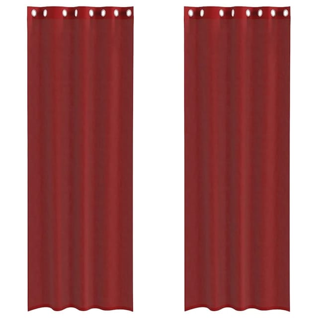 vidaXL Voile Vorhänge mit Ösen 2 Stk Weinrot 4102159