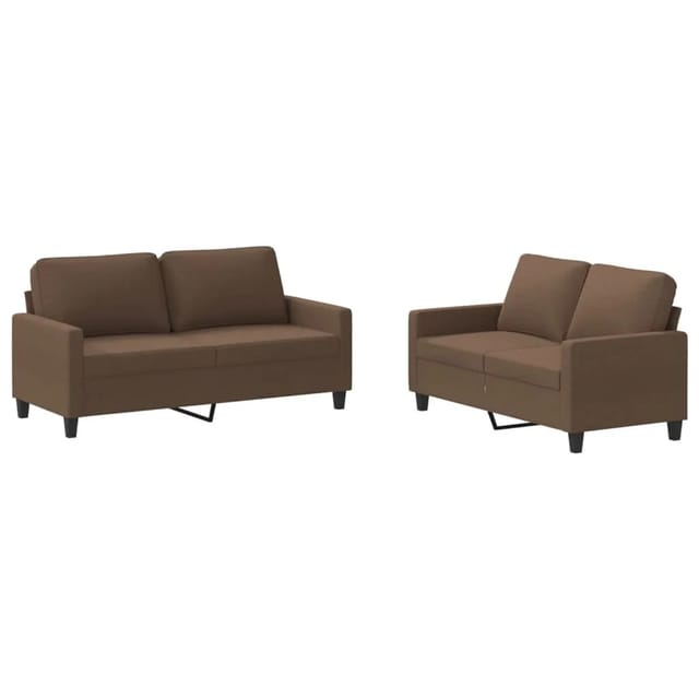 vidaXL 2-Tlg Sofagarnitur mit Kissen Braun Stoff 3201447