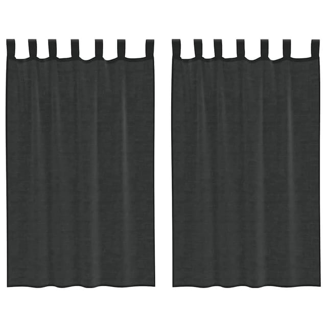 vidaXL Voile Vorhänge mit Lasche 2 Stk Schwarz 4102257